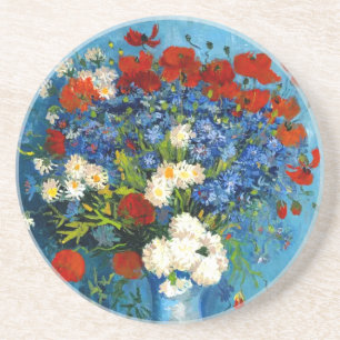 Van Gogh Vase mit Kornblumen und Pflaumen Getränkeuntersetzer