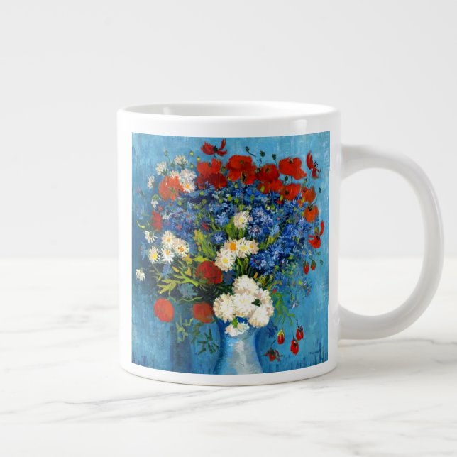 Van Gogh Vase mit Kornblumen und Pflaumen Jumbo-Tasse (Rechts)