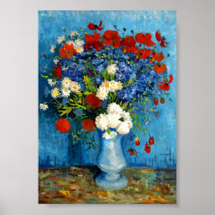 Van Gogh Vase mit Kornblumen und Pflaumen Poster