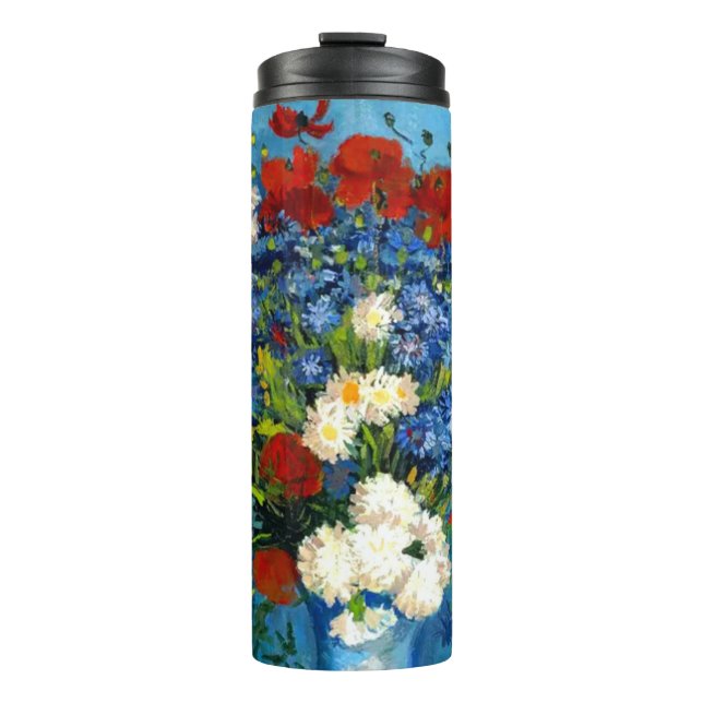 Van Gogh Vase mit Kornblumen und Pflaumen Thermosbecher (Vorderseite)