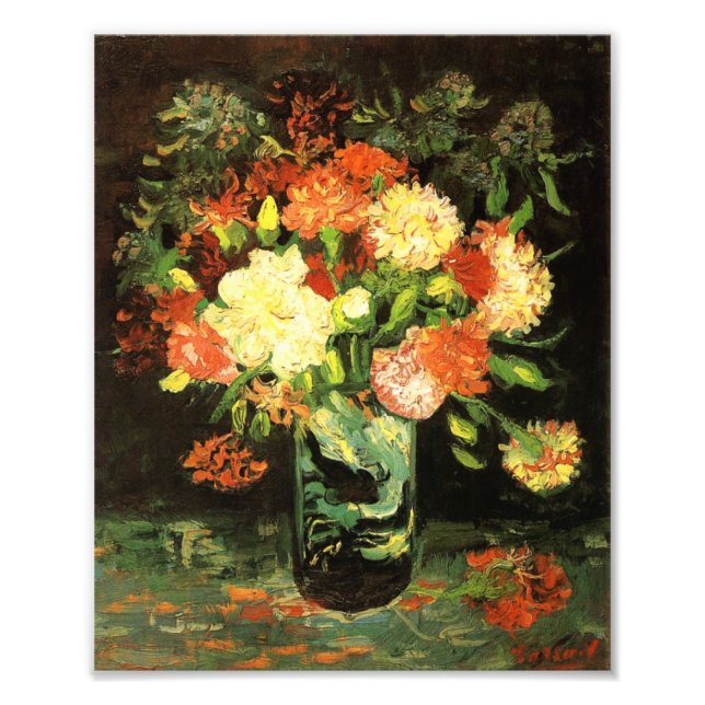Van Gogh Vase mit Nelken Print Fotodruck (Vorne)