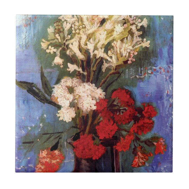 Van Gogh - Vase mit Nelken und anderen Blume Fliese (Vorderseite)