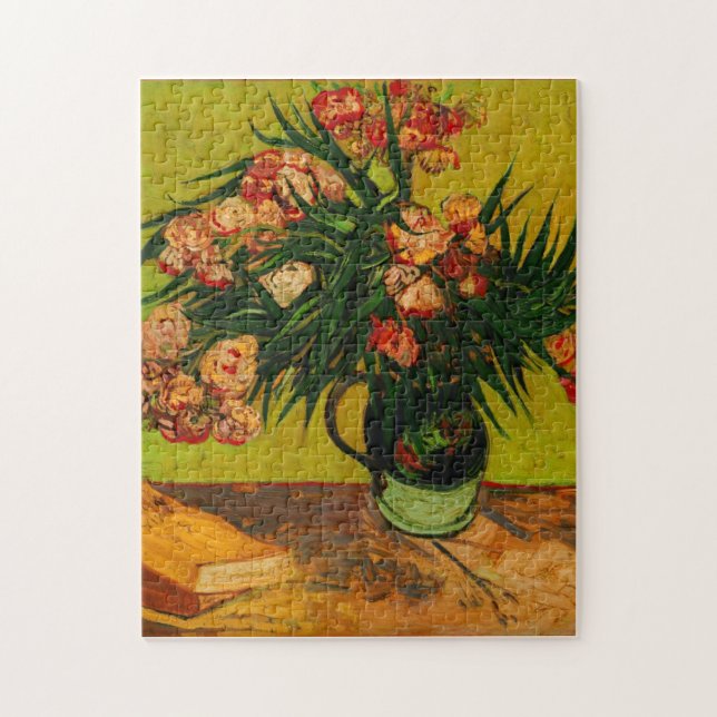 Van Gogh Vase mit Oleandern und Büchern Blumenkuns Puzzle (Vertikal)