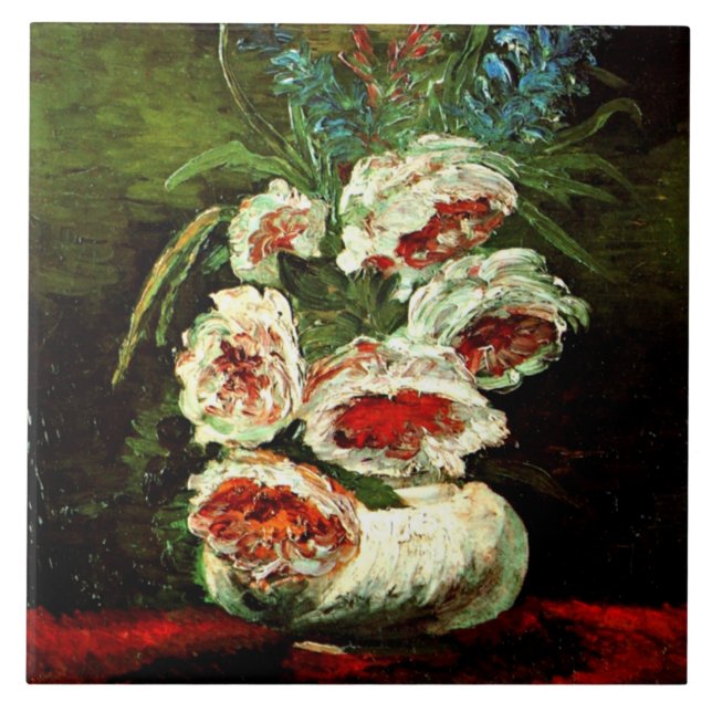Van Gogh: Vase mit Peonies Fliese (Vorderseite)