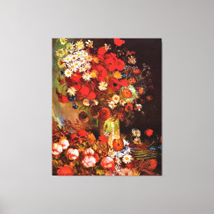 Van Gogh - Vase mit Pflücken, Kornblumen, Peonies Leinwanddruck