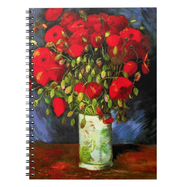 Van Gogh Vase mit Red Poppies Notebook Notizblock (Vorderseite)