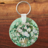 Van Gogh Vase mit rosa Rosen Vintag Art Monogramm