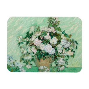 Van Gogh Vase mit rosa Rosen Vintage Blumenkunst Magnet