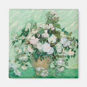 Van Gogh Vase mit rosa Rosen Vintage Blumenkunst Magnet