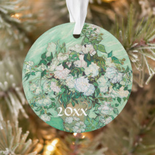 Van Gogh Vase mit rosa Rosen Vintage Blumenkunst Ornament