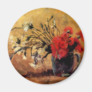 Van Gogh - Vase mit roten und weißen Nelken Magnet