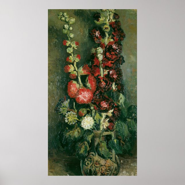 Van Gogh Vase mit Stockrosen Poster (Vorne)