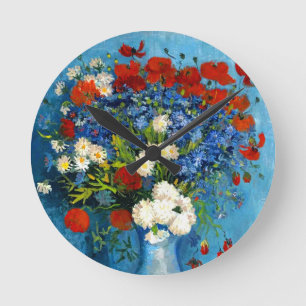 Van Gogh Vase with Cornflowers and Poppies Runde Wanduhr