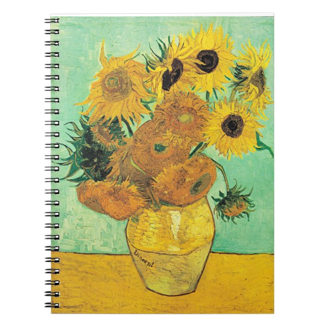 Van Gogh - Vasen mit 12 Sonnenblumen Notizblock (Vorderseite)