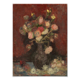 Van Gogh - Vasen mit chinesischen Astern und Gladi Fotodruck