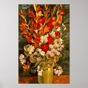 Van Gogh Vasen mit Gladiolen und Nelken Poster