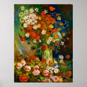 Van Gogh Vasen mit Kornblumen und Mohn Poster