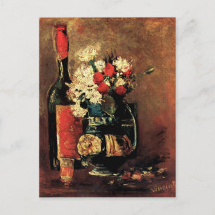 Van Gogh: Vasen mit Nelken, Rosen und einer Flasch Postkarte