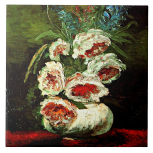 Van Gogh: Vasen mit Pfingstrosen Fliese