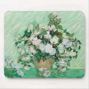 Van Gogh Vasen mit rosa Rosen Blumengemälde Mousepad