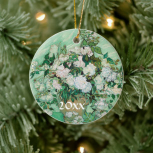 Van Gogh Vasen mit rosa Rosen Vintage-Blumenkunst Keramikornament