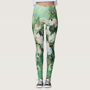 Van Gogh Vasen mit rosa Rosen Vintage-Blumenkunst Leggings