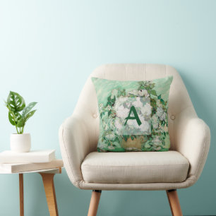 Van Gogh Vasen mit rosa Rosen Vintage Kunst Monogr Kissen