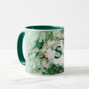 Van Gogh Vasen mit rosa Rosen Vintage Kunst Monogr Tasse
