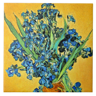 Van Gogh - Vasen mit Schwertlilien Gelber Hintergr Fliese
