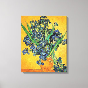 Van Gogh - Vasen mit Schwertlilien Gelber Hintergr Leinwanddruck