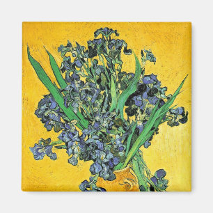 Van Gogh - Vasen mit Schwertlilien Gelber Hintergr Magnet