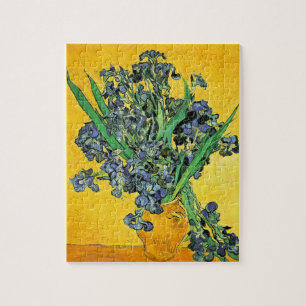 Van Gogh - Vasen mit Schwertlilien Gelber Hintergr Puzzle