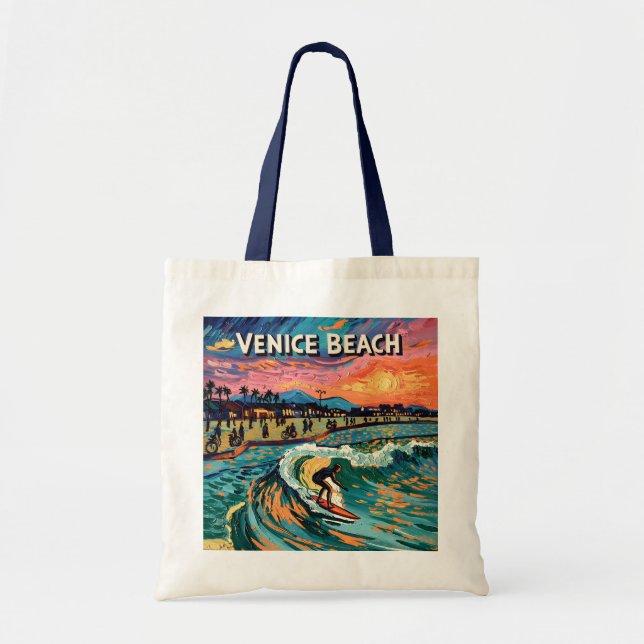 Van Gogh Venice Beach Surfing California Retro Tragetasche (Vorne)