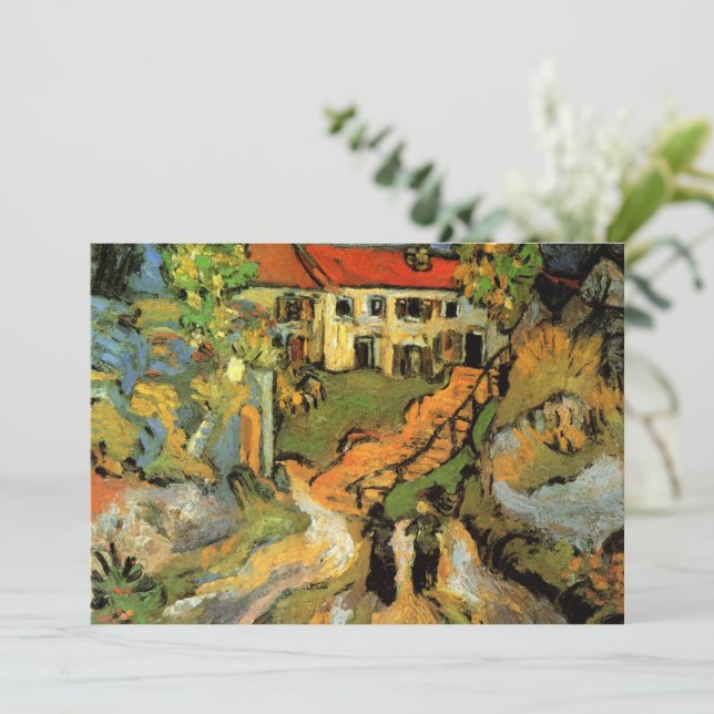 Van Gogh Village Street und Steps Auvers, Figures Einladung (Stehend Vorderseite)