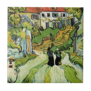 Van Gogh Village Street und Steps Auvers, Figures Fliese