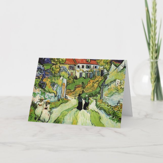Van Gogh Village Street und Steps Auvers, Figures Karte (Vorderseite)