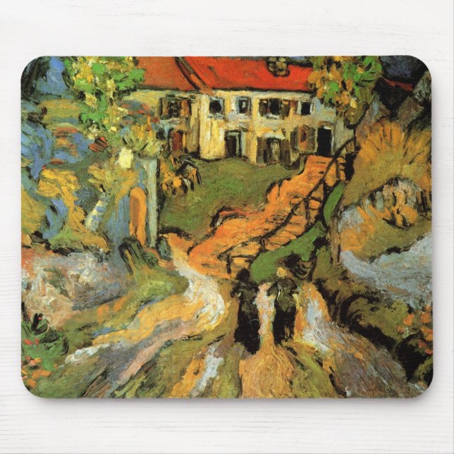 Van Gogh Village Street und Steps Auvers, Figures Mousepad (Vorne)