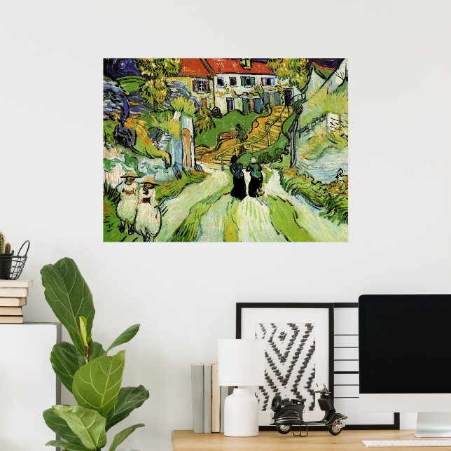 Van Gogh Village Street und Steps Auvers, Figures Poster (Heimbüro)