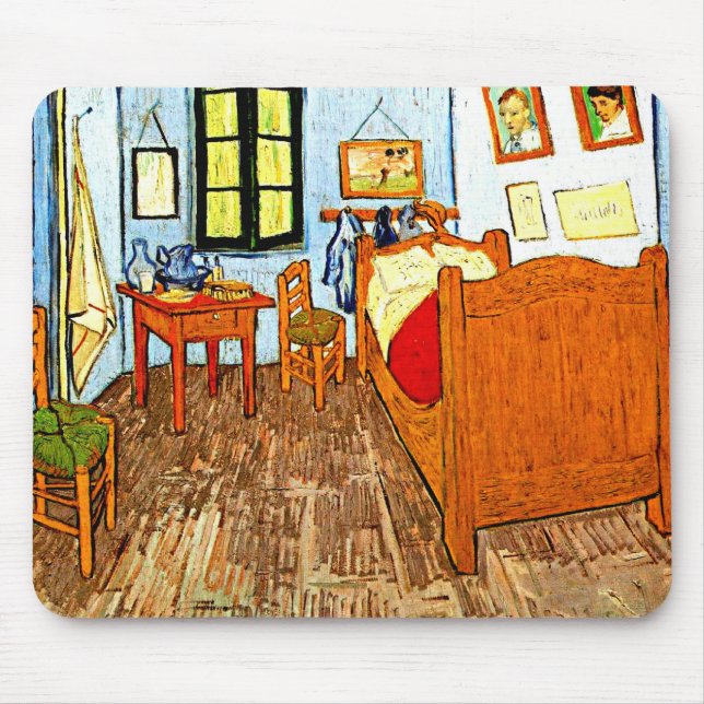 Van Gogh - Vincent's Bedroom, Fine Art Malerei Mousepad (Vorne)