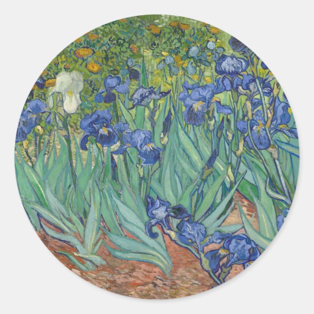Van Gogh Vintag Irises Runder Aufkleber (Vorderseite)