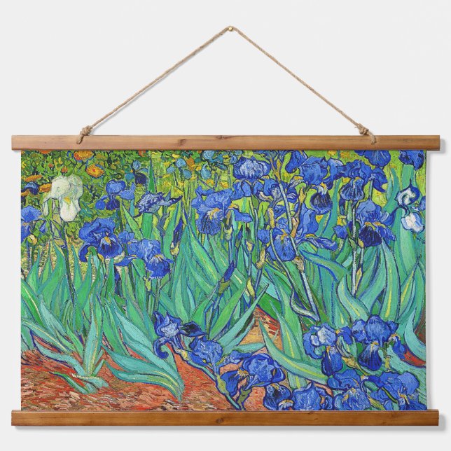 Van Gogh Vintag Irises Wandteppich Mit Holzrahmen (Vorne)