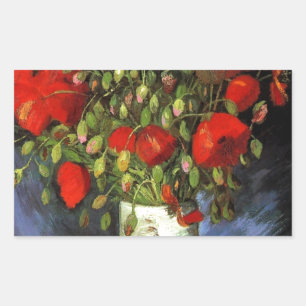 Van Gogh Vintage-Gemälde Blüten Vase Blumen Rechteckiger Aufkleber
