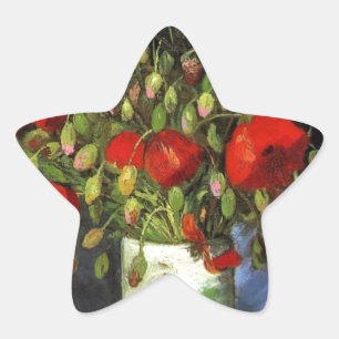 Van Gogh Vintage-Gemälde Blüten Vase Blumen Stern-Aufkleber