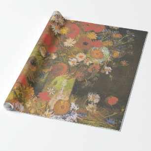 Van Gogh Vintage Pfingstrosen und Chrysanthemen Geschenkpapier