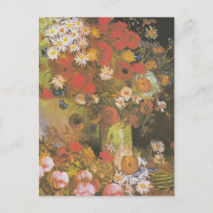 Van Gogh Vintage Pfingstrosen und Chrysanthemen Postkarte