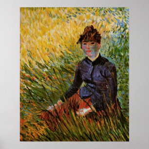Van Gogh; Weibchen im Gras, Vintage Kunst Poster