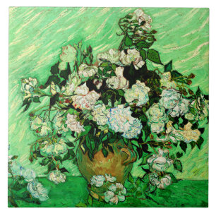 Van Gogh - Weiße Rosen, berühmtes Gemälde, Fliese