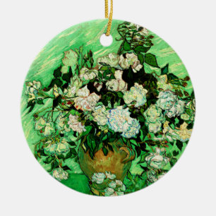 Van Gogh - Weiße Rosen, berühmtes Gemälde Keramik Ornament