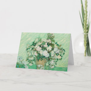 Van Gogh Weiße Rosen - Vintage Mint Florale Kunst Karte