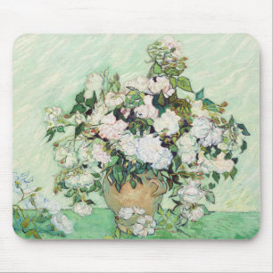 Van Gogh Weiße Rosen - Vintage Mint Florale Kunst Mousepad